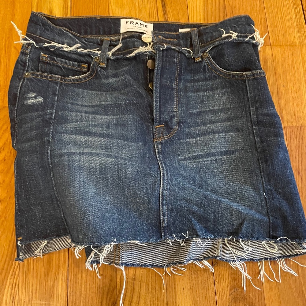 DESIGNER FRAME dark wash blue jean skirt
